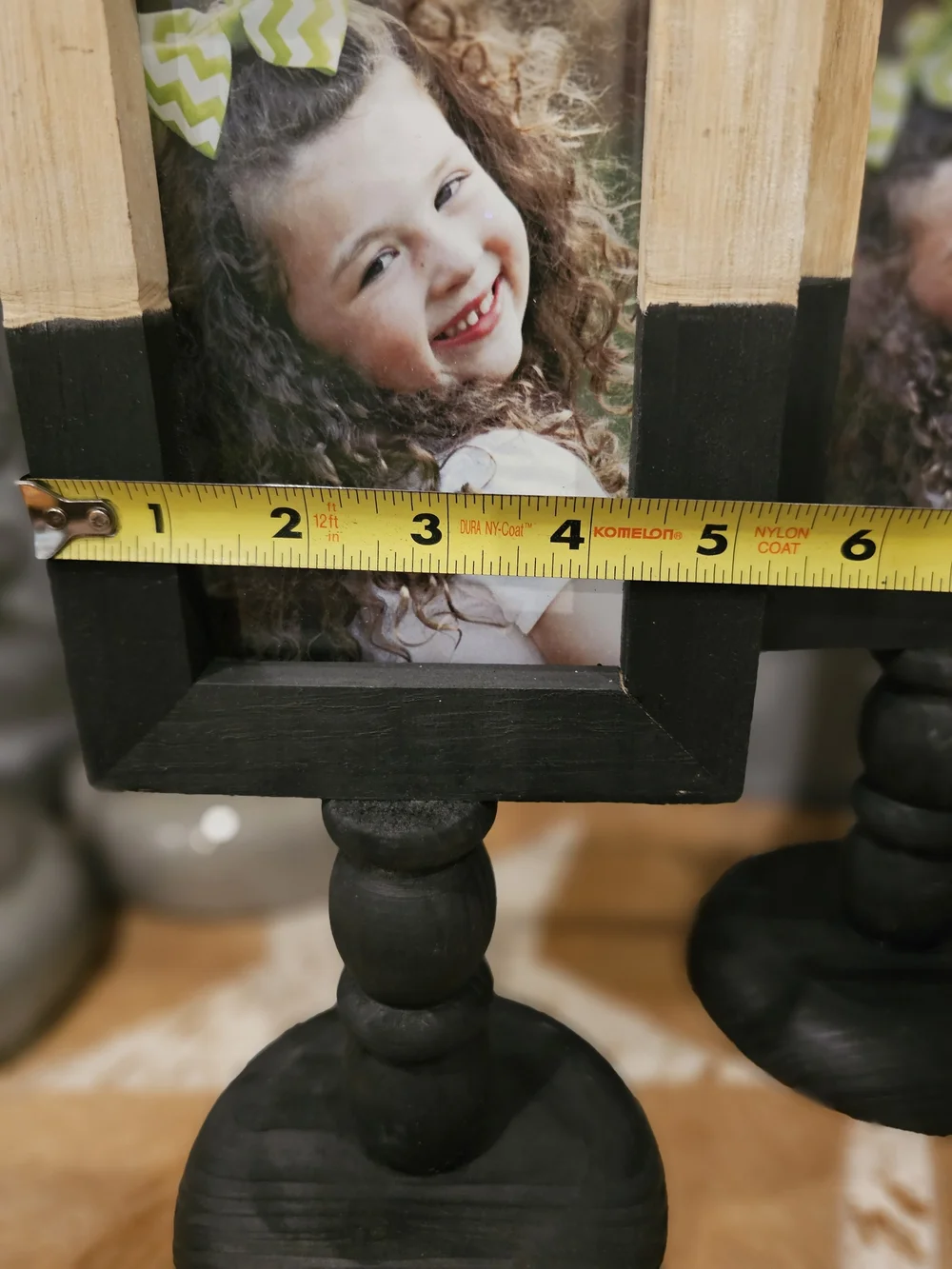 Pair Of Two-Tone Black and Natural Wood Pedestal Picture Frame, NWT